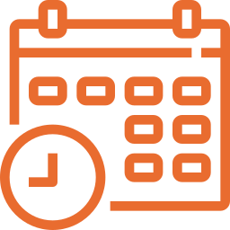 An orange icon of a speaker with a cd inside of it.