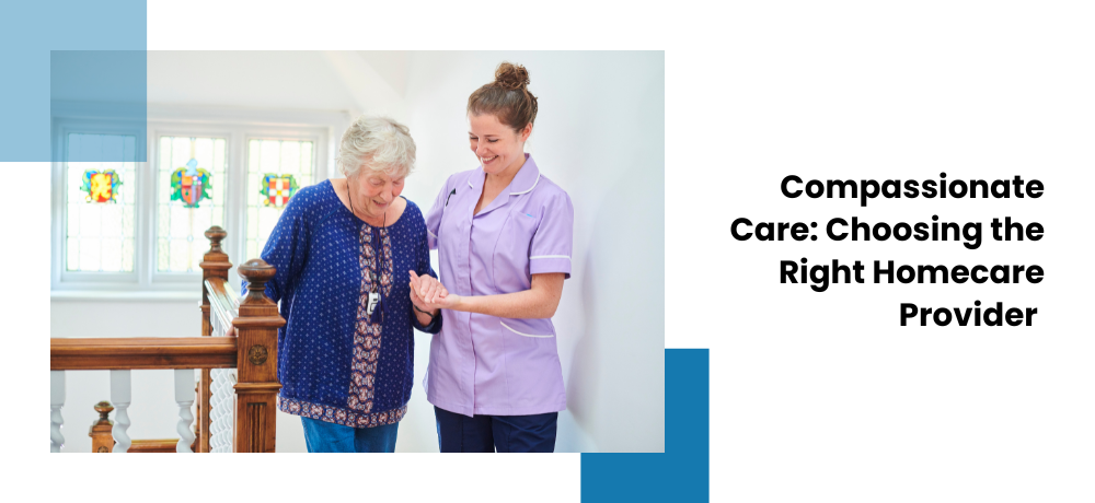 Caregiver helping an older adult walk, beside text: 