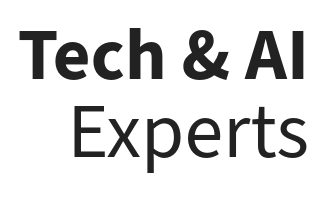 The logo for tech & ai experts is black and white.