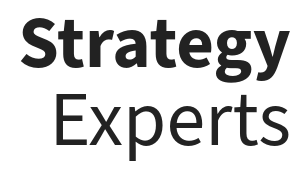 A black and white logo for strategy experts