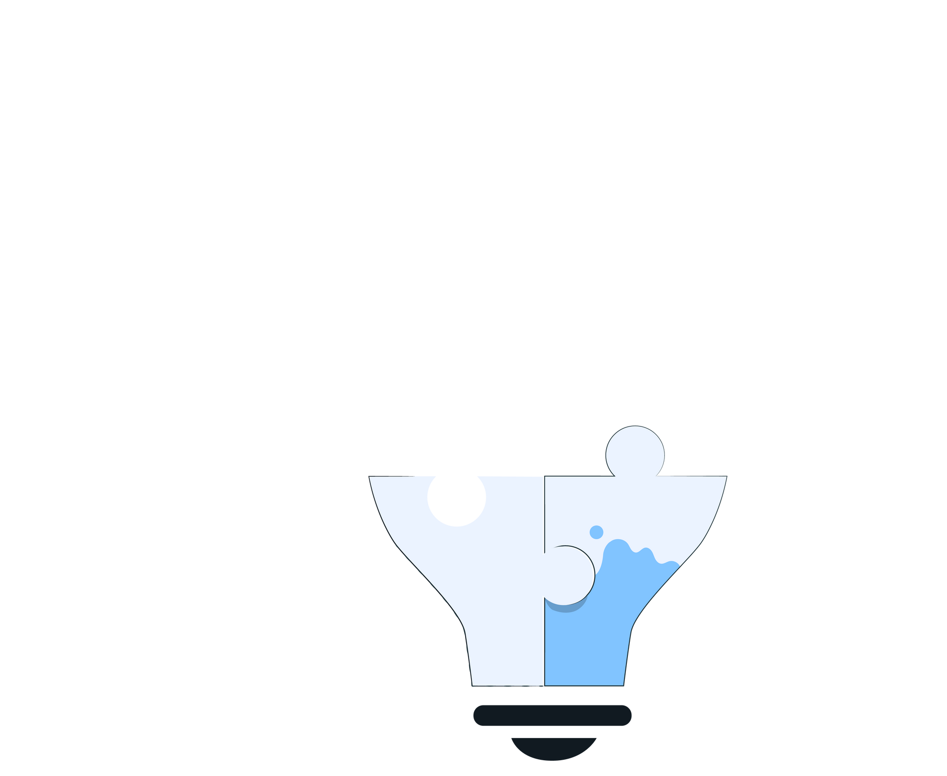 A light bulb made of puzzle pieces on a white background.