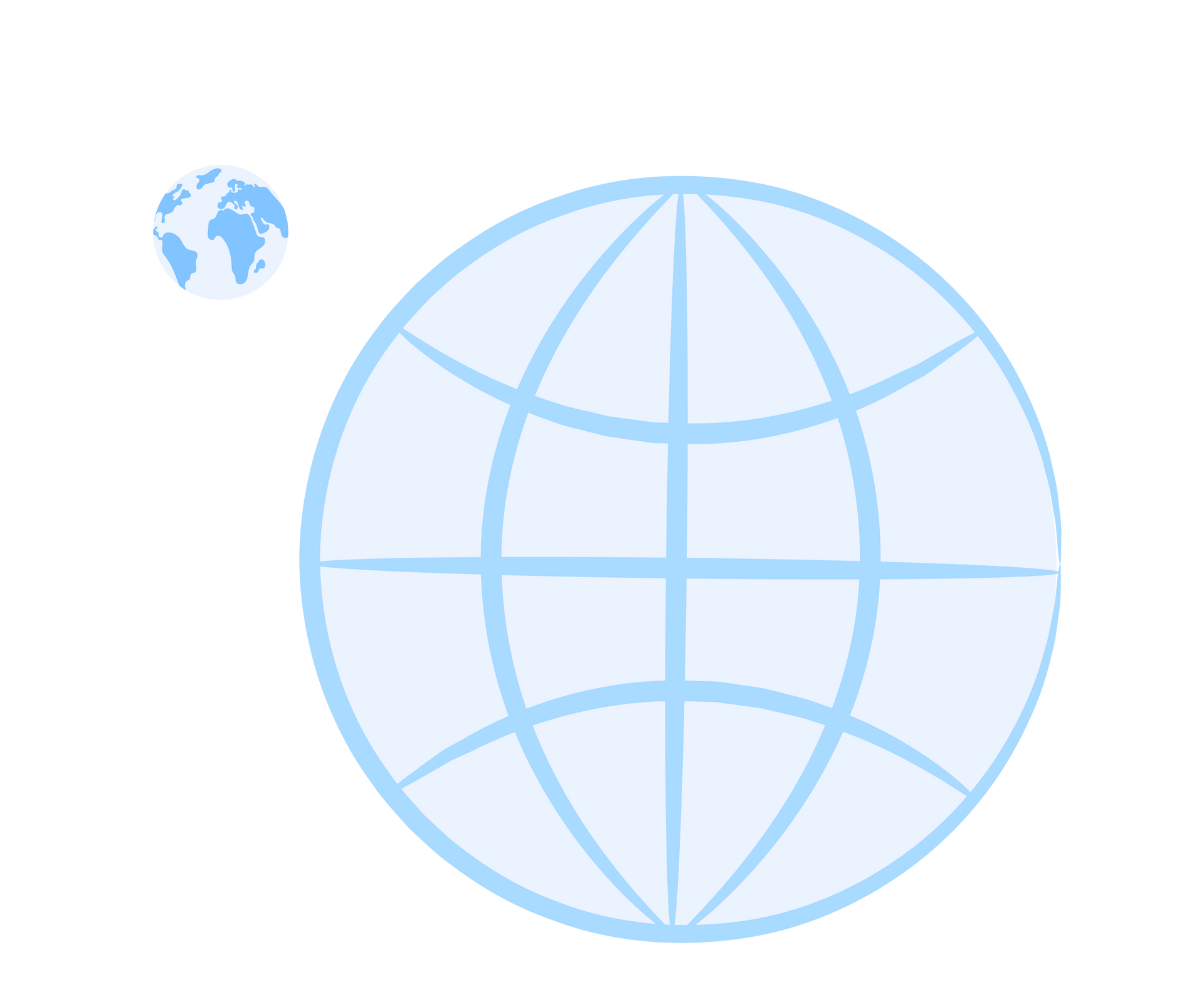 A blue globe with a smaller globe in the background.