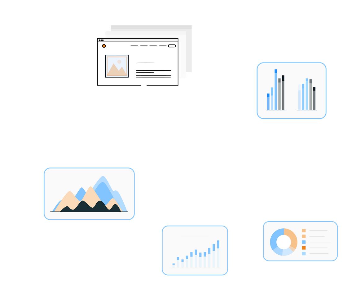 There are many different types of graphs and charts in this illustration.