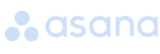 The word asana is written in blue on a white background.