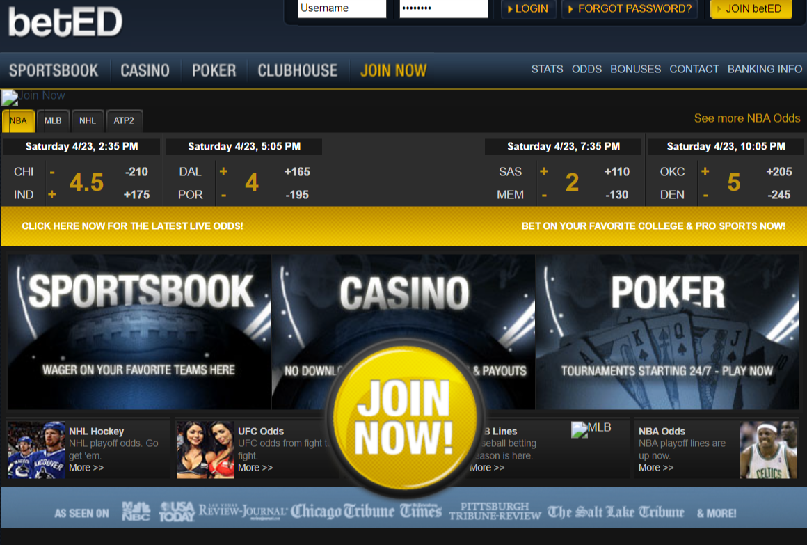 A screenshot of a sportsbook and casino website