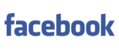 The facebook logo is blue and white on a white background.