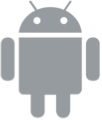 A gray android logo on a white background.