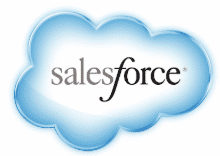 A blue cloud with the word salesforce on it