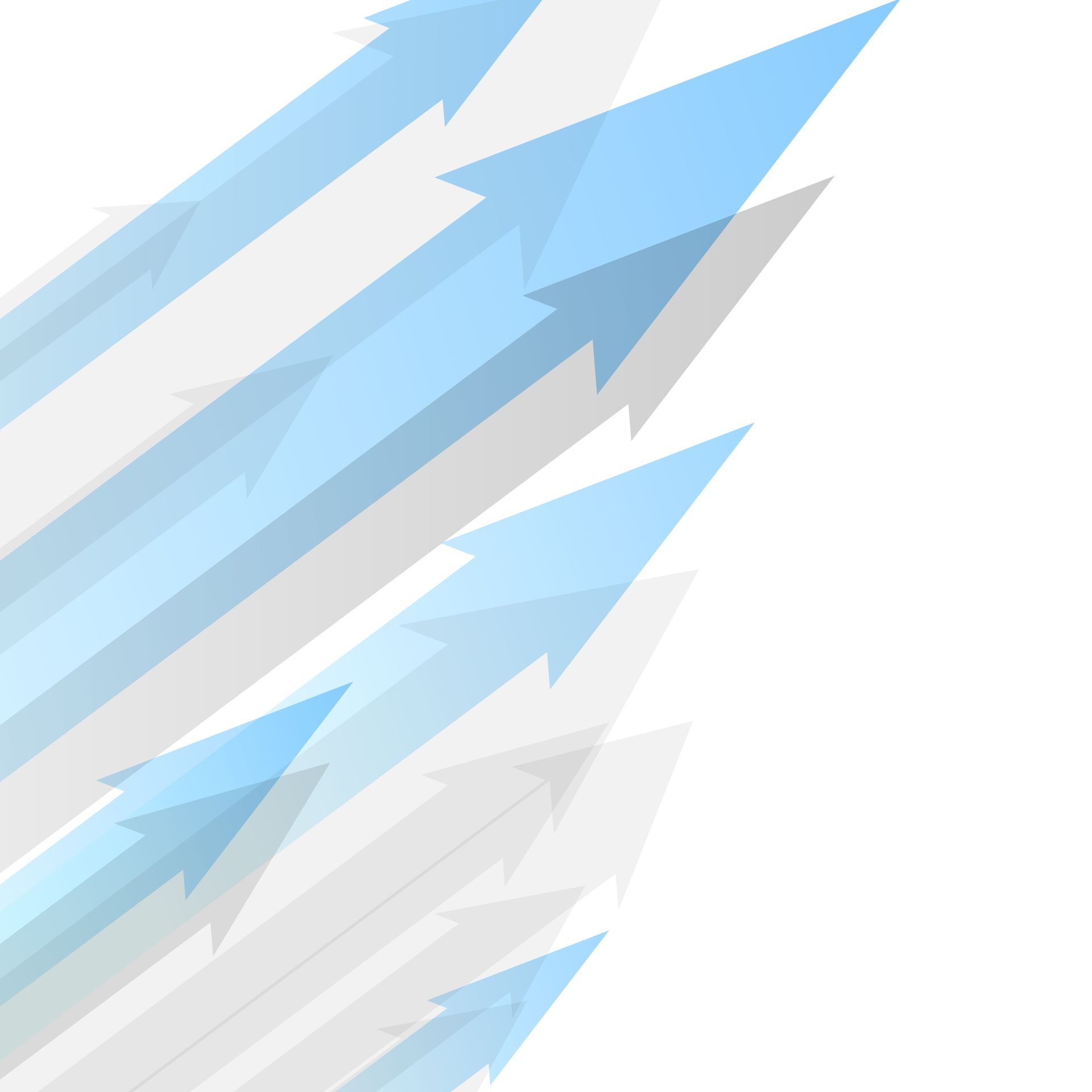 A bunch of blue and white arrows pointing up on a white background.