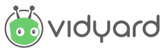 A logo for a company called vidyard with a green bug on it.
