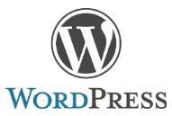 The wordpress logo is shown on a white background.