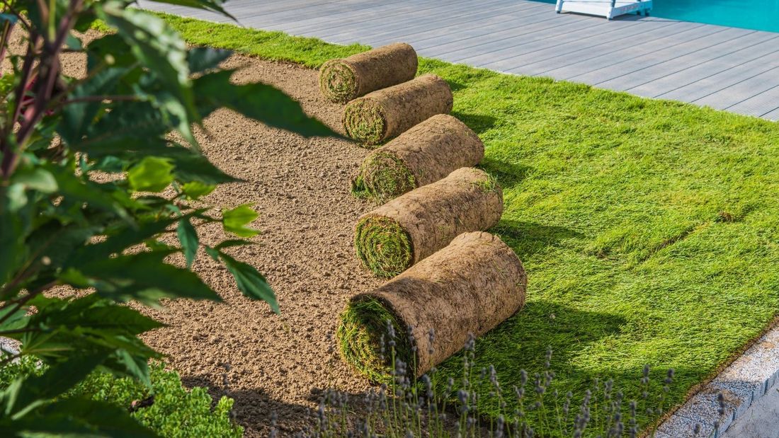Stone garden path lined with colorful flowers and greenery leading to an archway