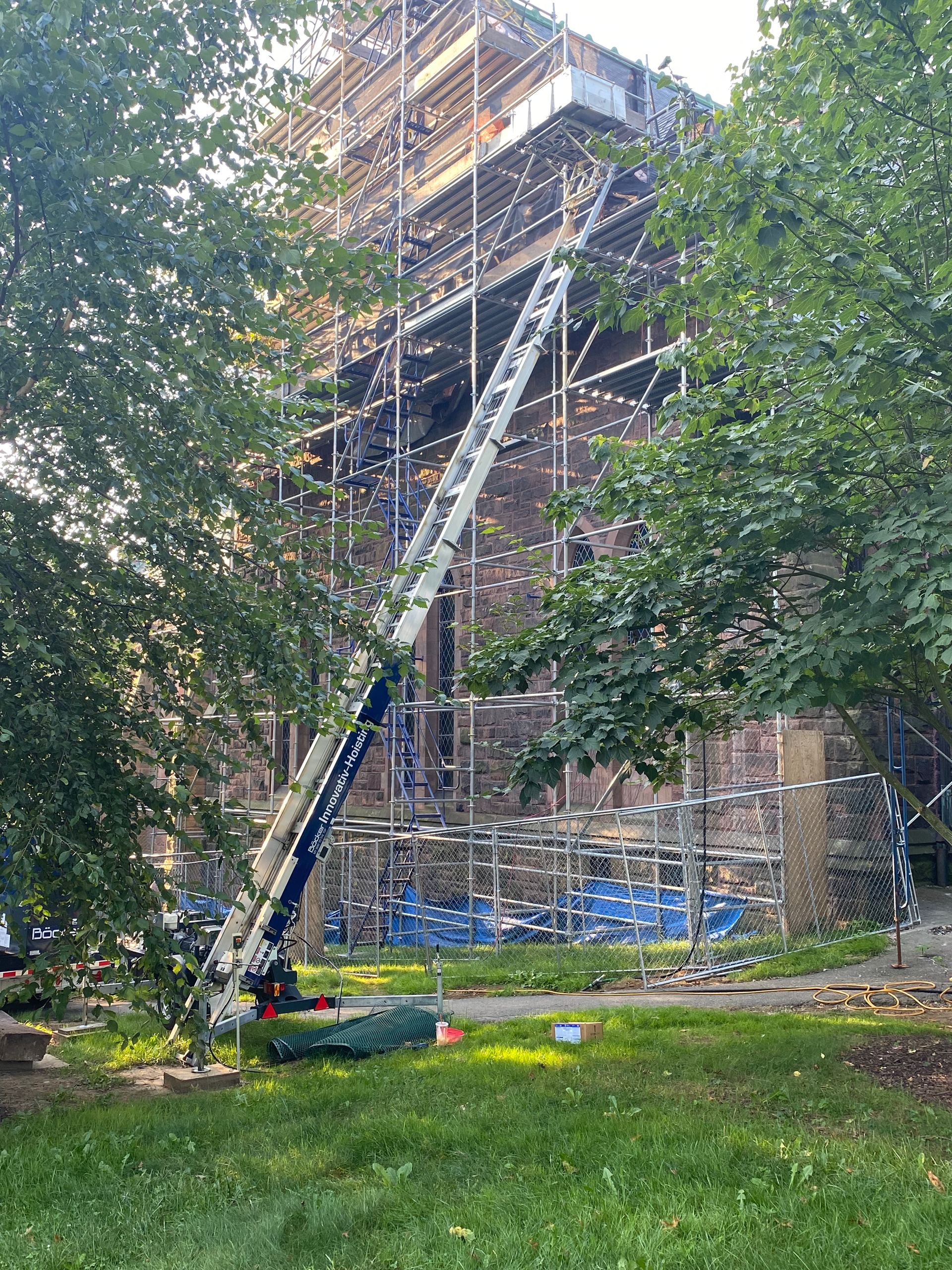 Böcker material hoist on job site in Rhode Island
