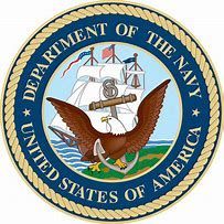 United States Department of the Navy seal: eagle, anchor, ship, text, and rope border.