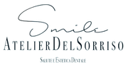 Logo for Smile Atelier del Sorriso, with elegant script and smaller text “Salute e Estetica Dentale”