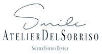 Logo for Smile Atelier del Sorriso, with elegant script and smaller text “Salute e Estetica Dentale”