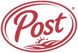 Post cereal logo in red: oval outline with the word