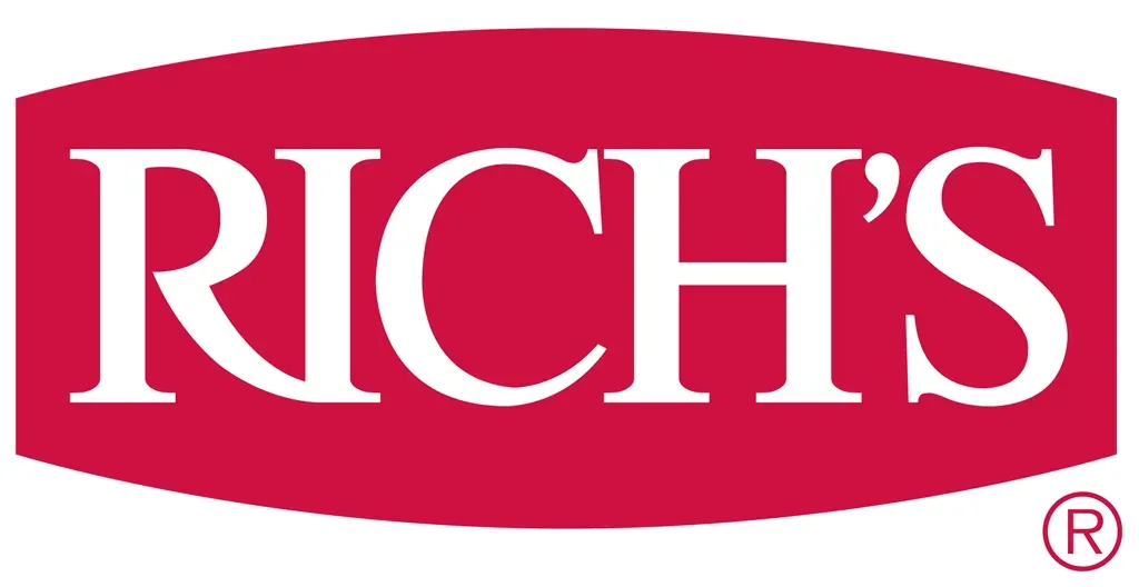Rich's logo in white text on a red oblong background.