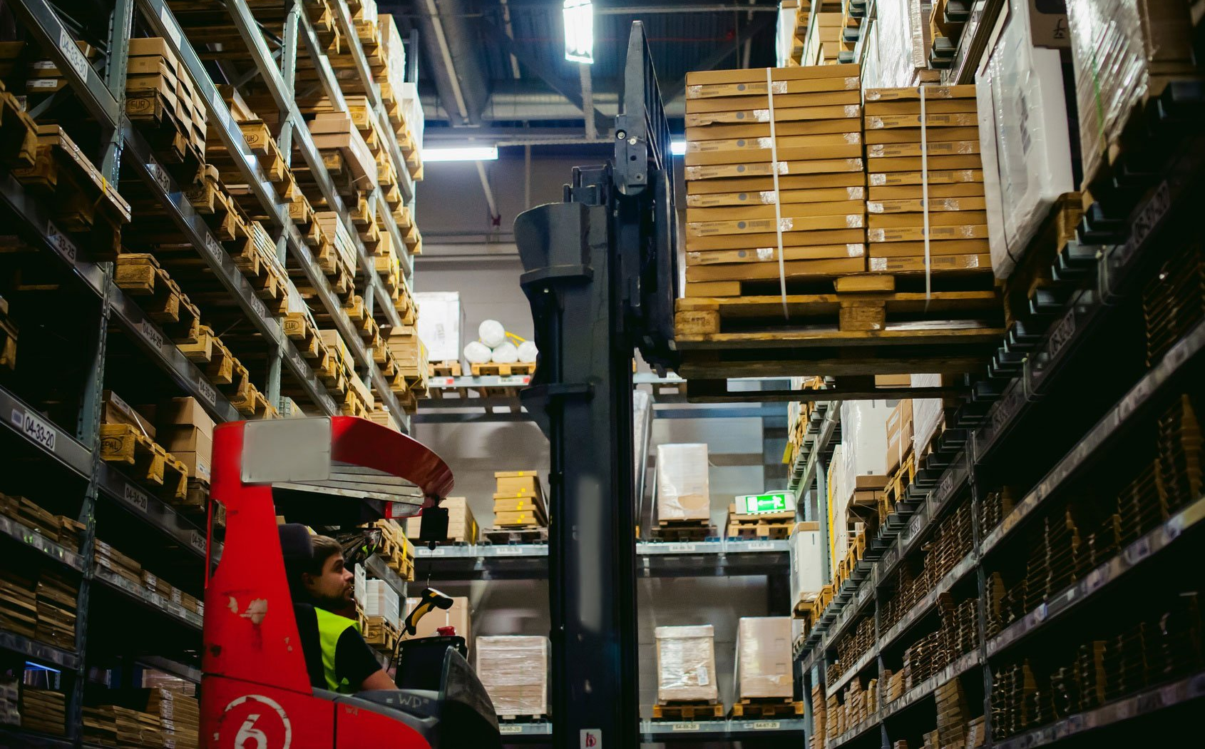 forklift in warehouse