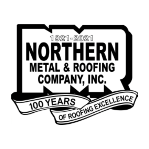 Northern Metal & Roofing Company, Inc. 100-year anniversary logo with ribbon and dates 1921–2021