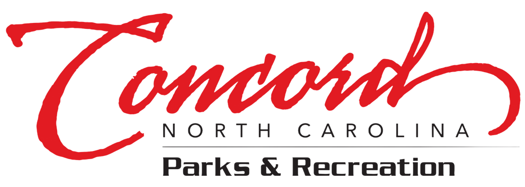 Concord North Carolina Parks & Recreation logo in red and black.