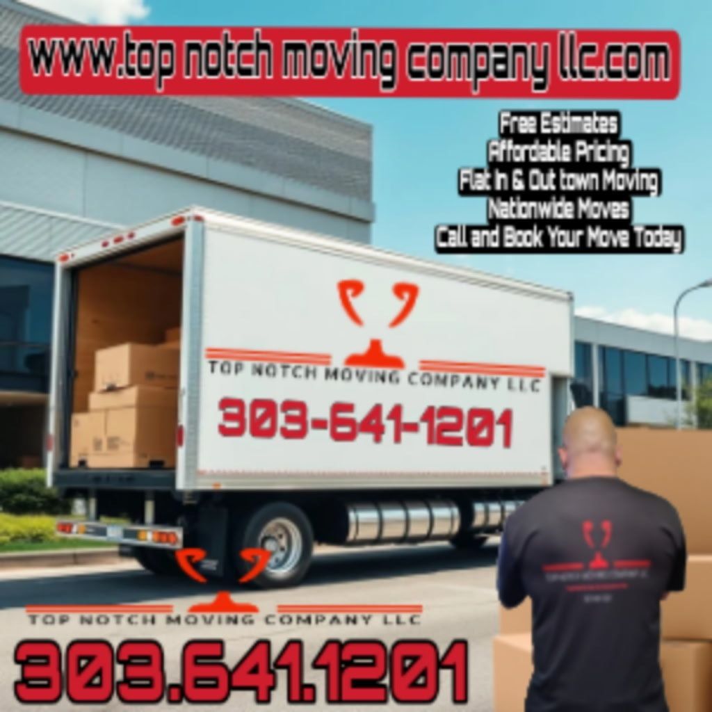 Moving truck with boxes, logo, and contact info Moving truck with boxes, logo, and contact info
