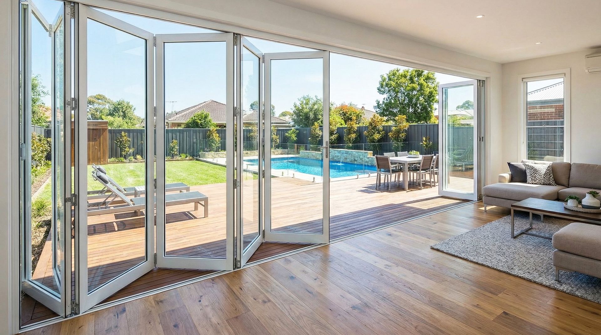 Folding glass doors, Virginia Beach