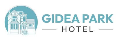 Logo for Gidea Park Hotel with a building illustration in a teal circle.