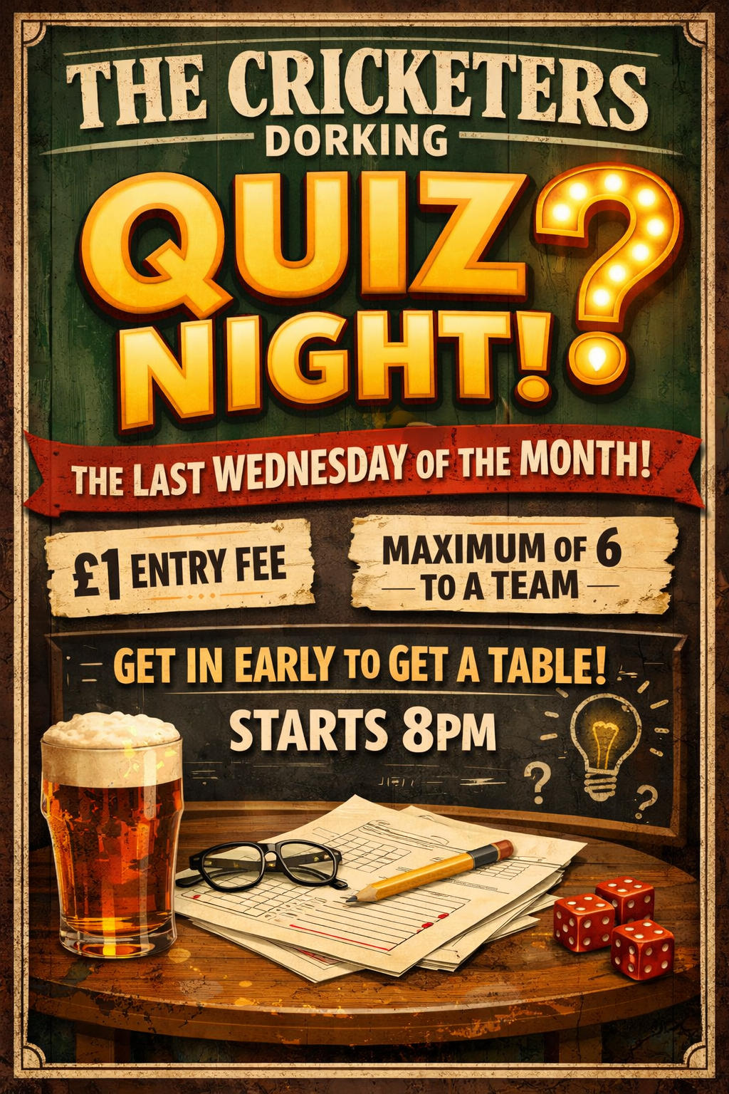 The Cricketers, Dorking | Quiz Night