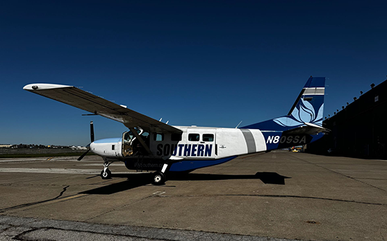 A southern airlines plane is parked on the tarmac