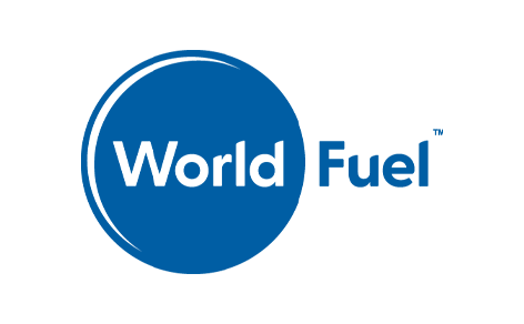 The world fuel logo is a blue circle on a white background.