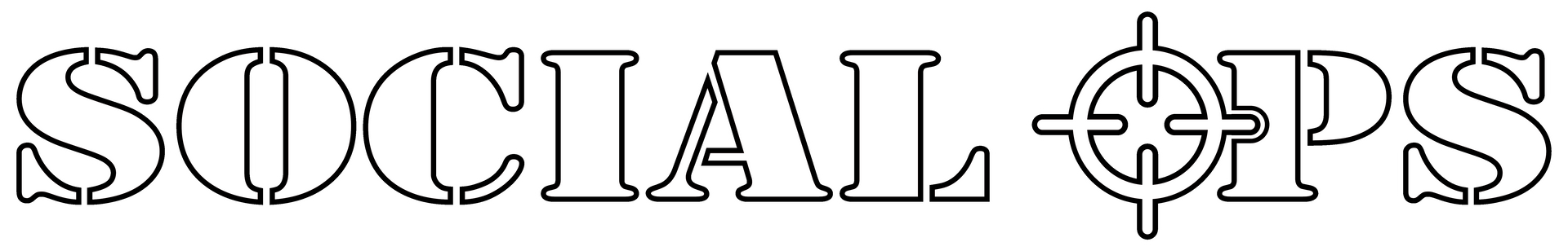 A black and white drawing of the word social ops