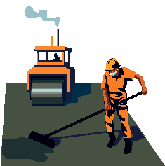 A pixel art illustration of a man sweeping the ground