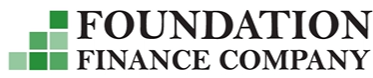 Logo of Foundation Finance Company with green square pattern.