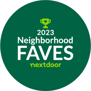 Green circular badge with 
