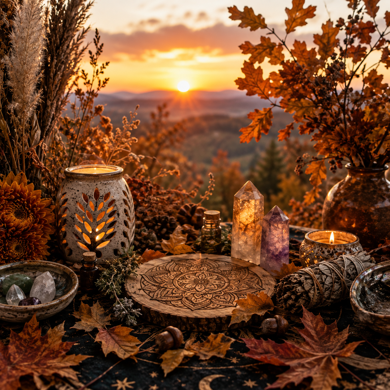 Autumn golden hour altar
