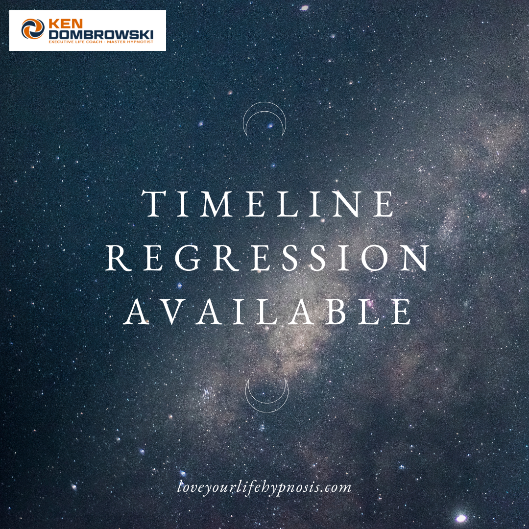 Starry night sky with the text “TIMELINE REGRESSION AVAILABLE” and a Ken Dembowski logo.
