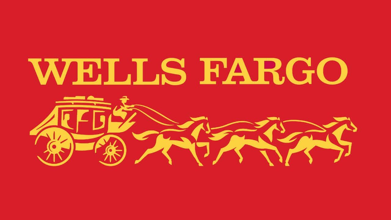 Wells Fargo logo: a yellow stagecoach pulled by four yellow horses, over a red background.