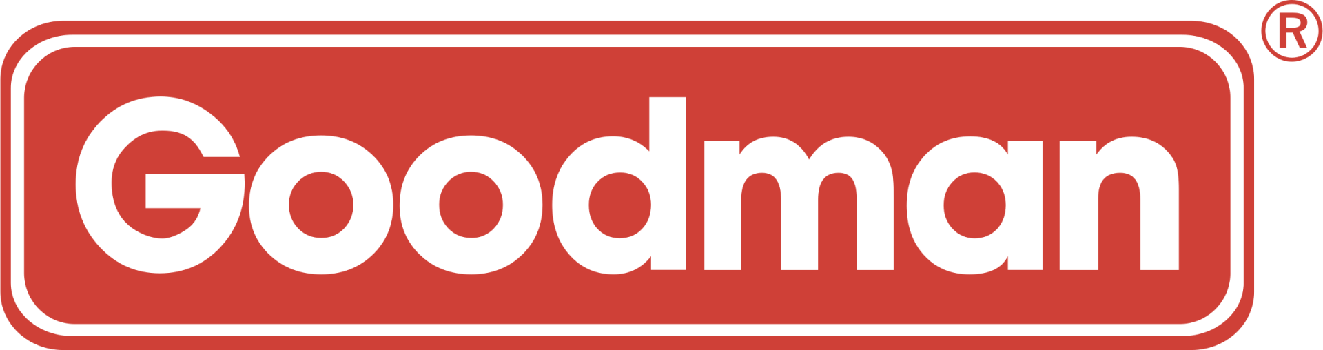 Goodman logo on a red rectangular background with white lettering and the registered trademark symbol.