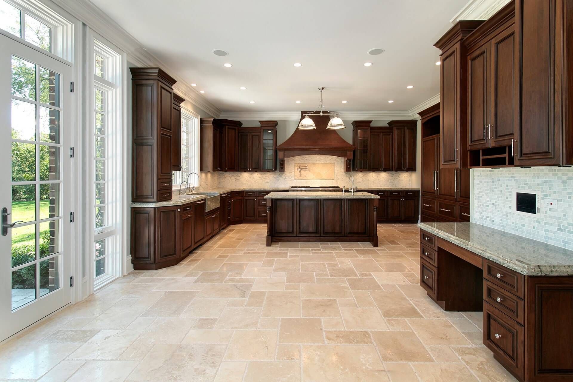 Professional residential tile and grout cleaning service showcasing polished kitchen floor