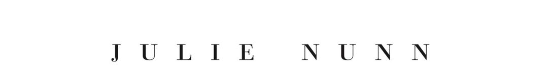 The name julie nunn is written in black and white on a white background.