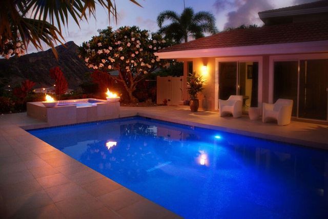 Pool At Night — Kailua, HI — Pacific Pool & Spa