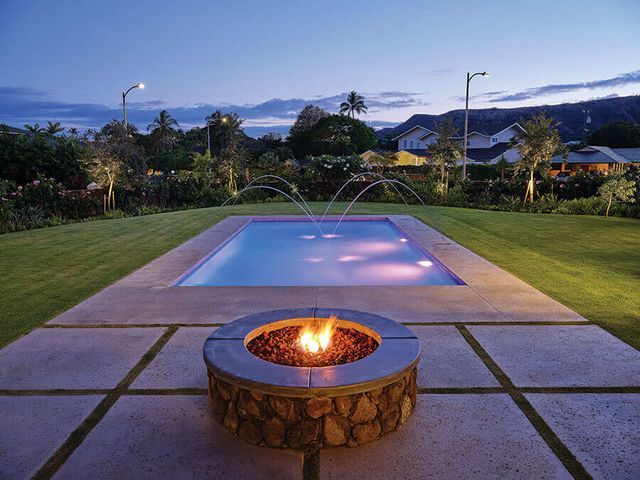 Fire Pit Near The Pool — Kailua, HI — Pacific Pool & Spa
