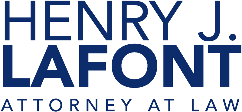 Henry J. Lafont Attorney at Law logo in blue text on a white background