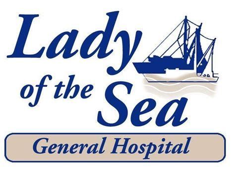 Lady of the Sea General Hospital logo with blue text and a sailing ship icon