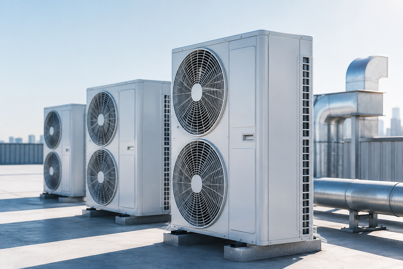 Commercial air conditioning units on rooftop