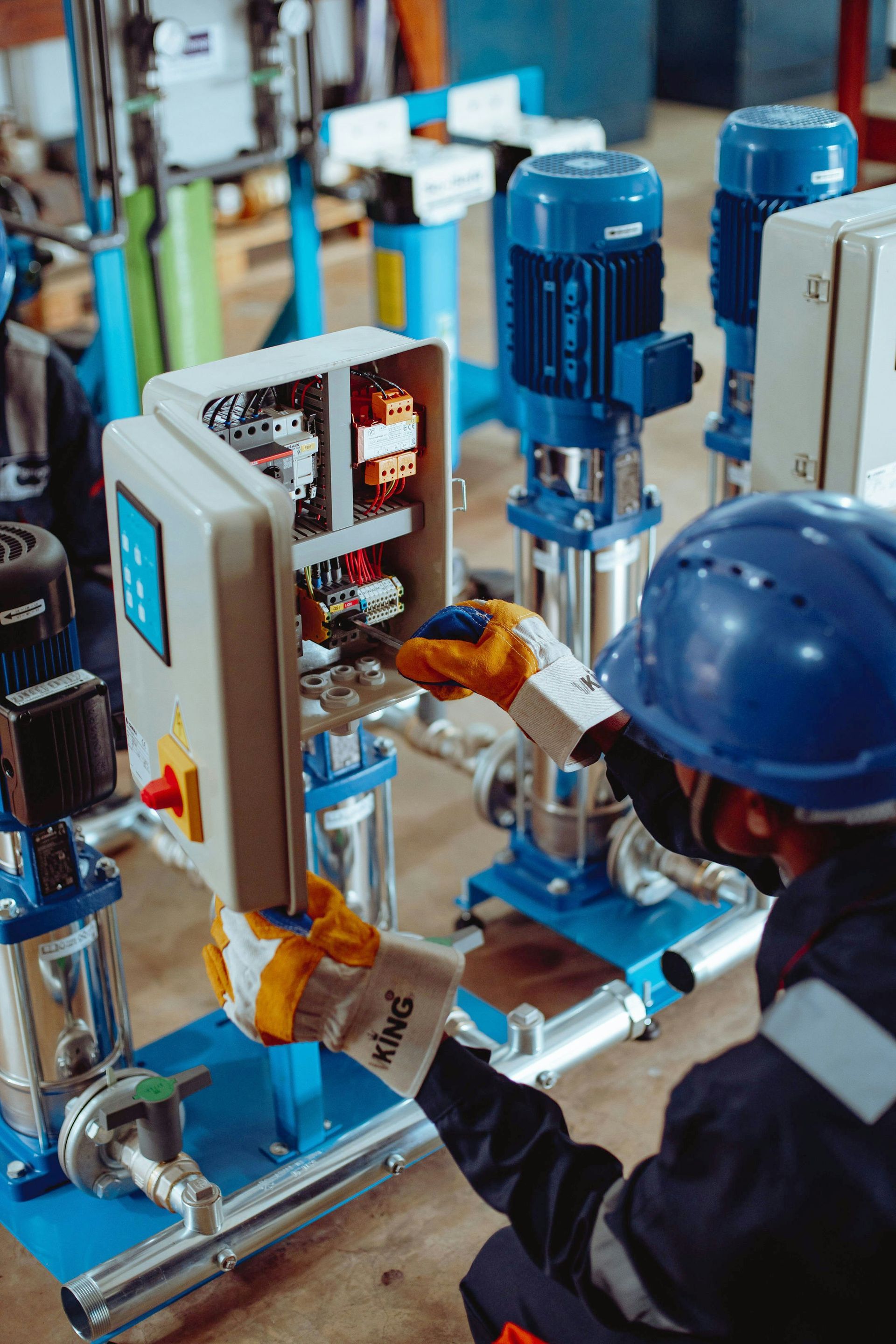 Engineer working on heat pum