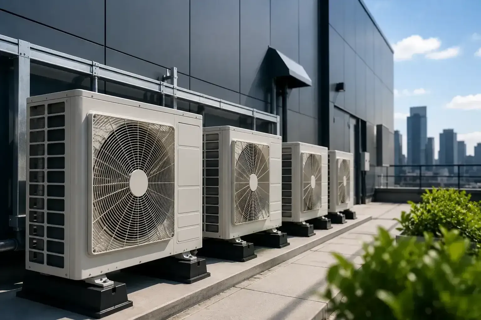 Heat pump units installed outside city building
