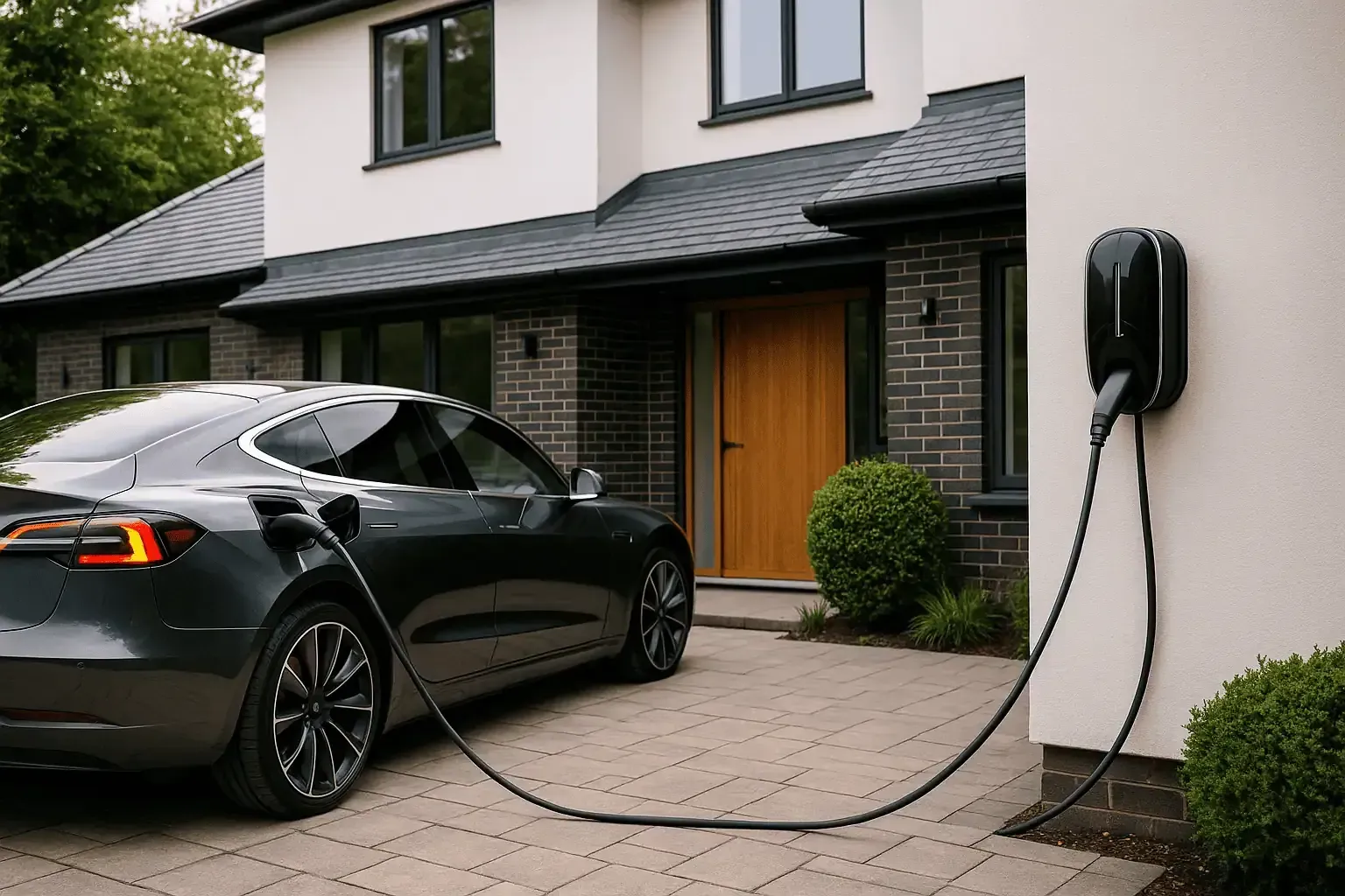 Electric vehicle charging at a home driveway charging point