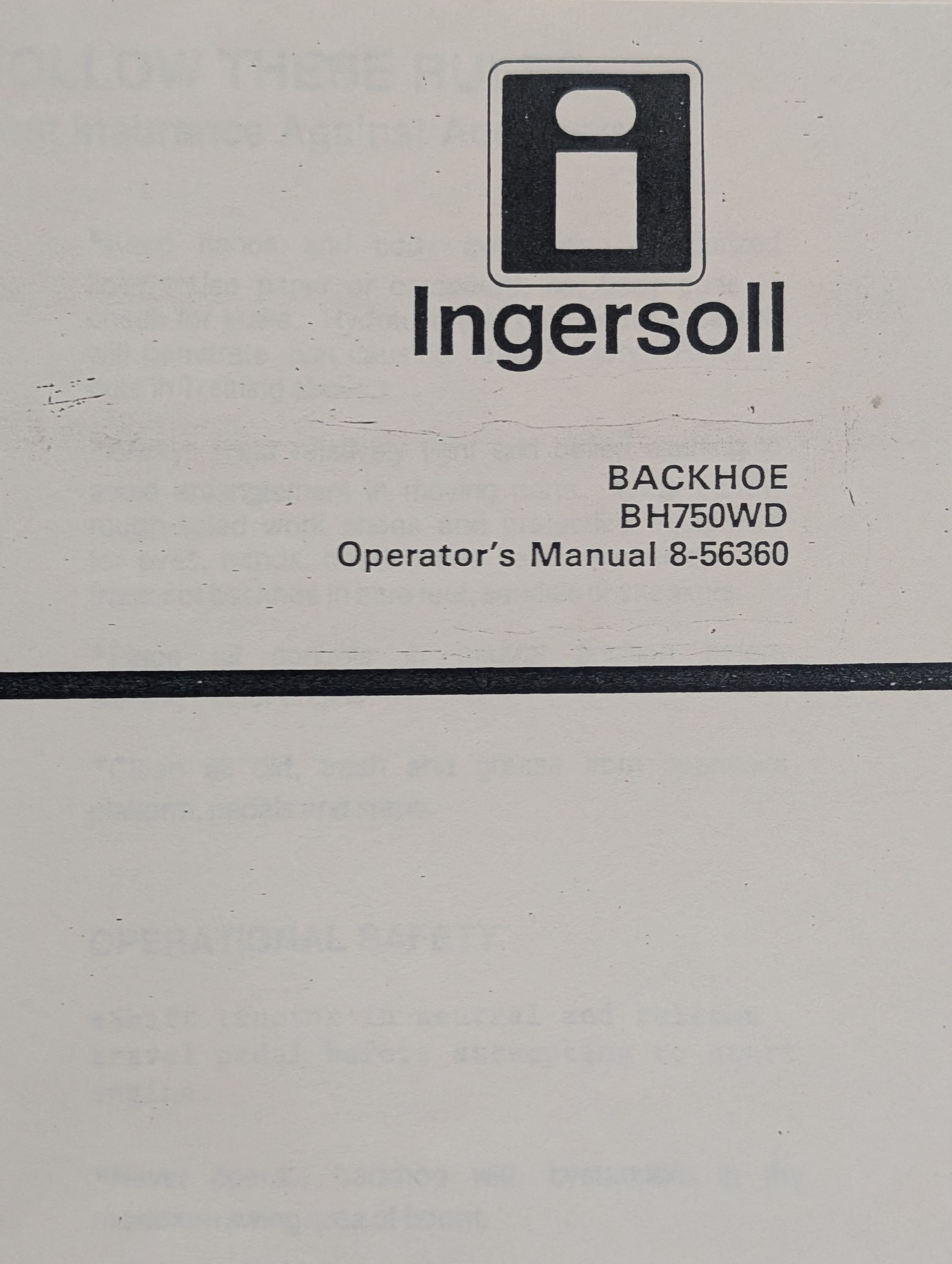 8-56360 OM BACKHOE BH750WD